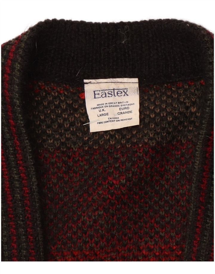 EASTEX Dame Oversized Cardigan Sweater UK 16 Large Red Fair Isle Akryl