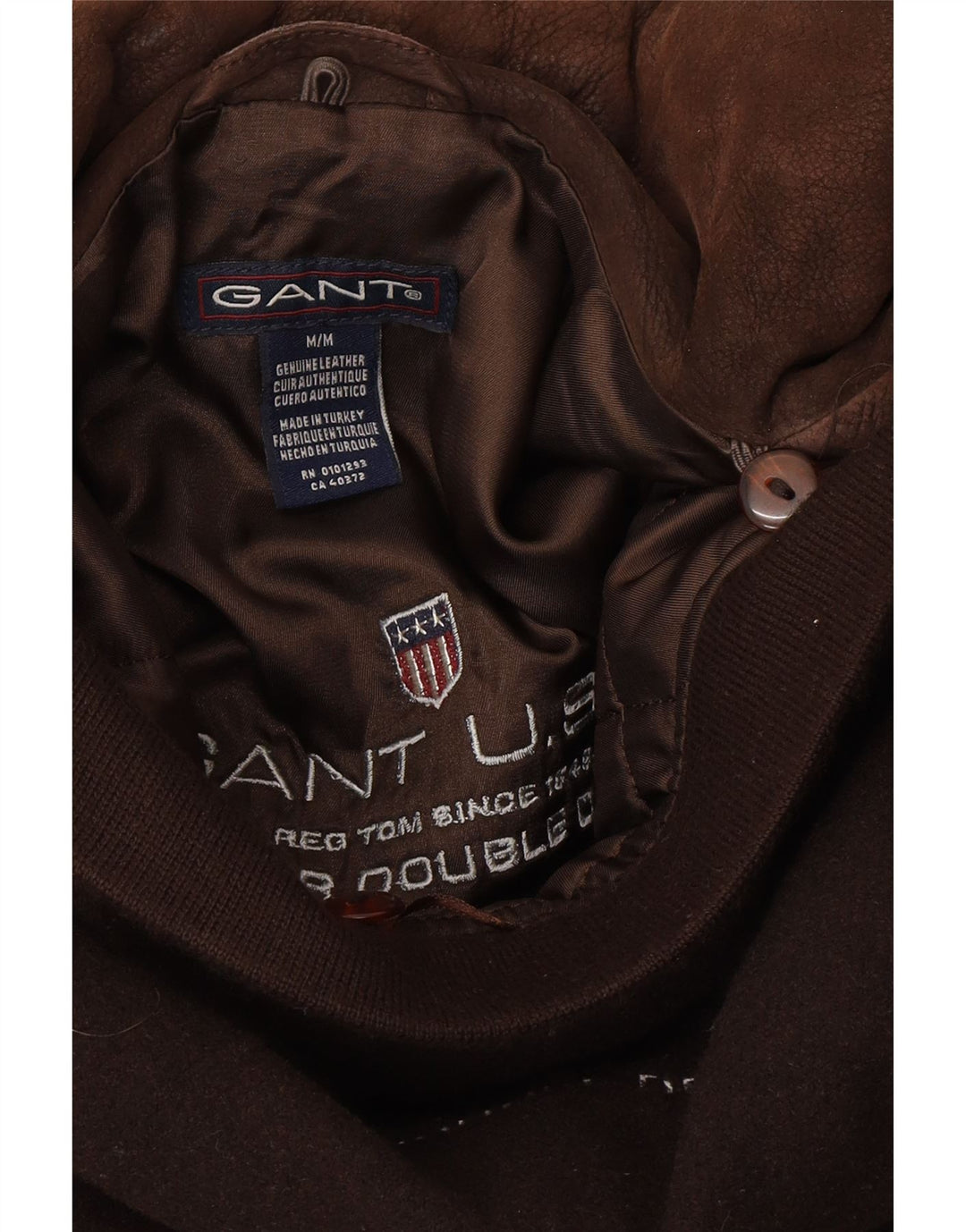 Gant Herre Loose Fit Læder Windbreaker Coat UK 38 Medium Brown