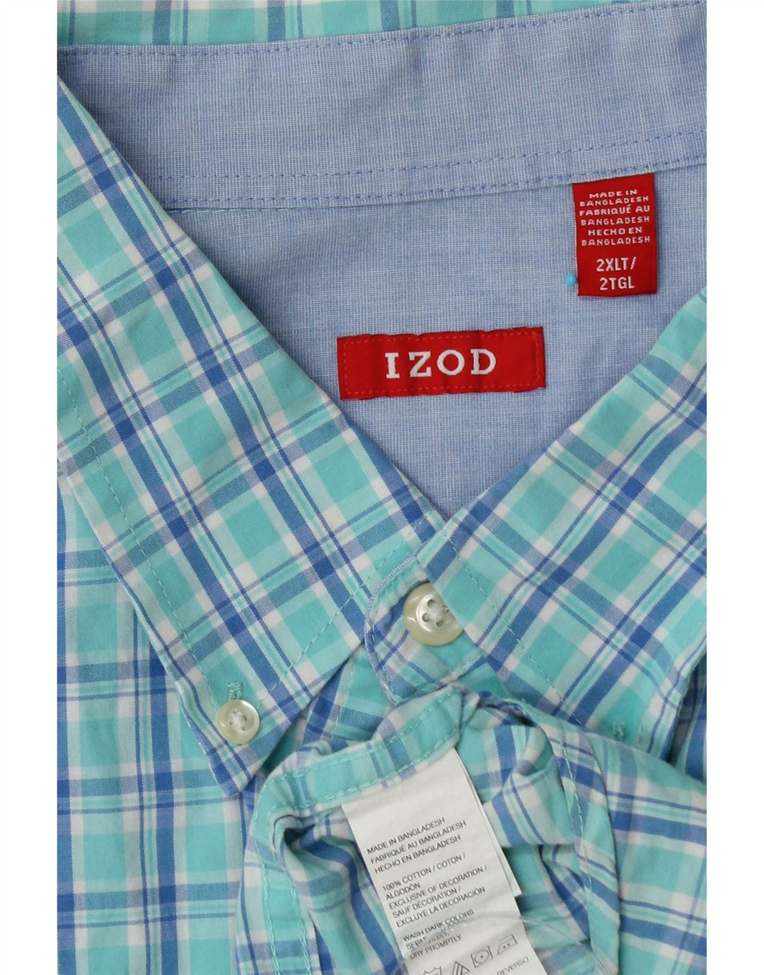 IZOD Højskjorte til mænd 2XL blå ternet bomuld