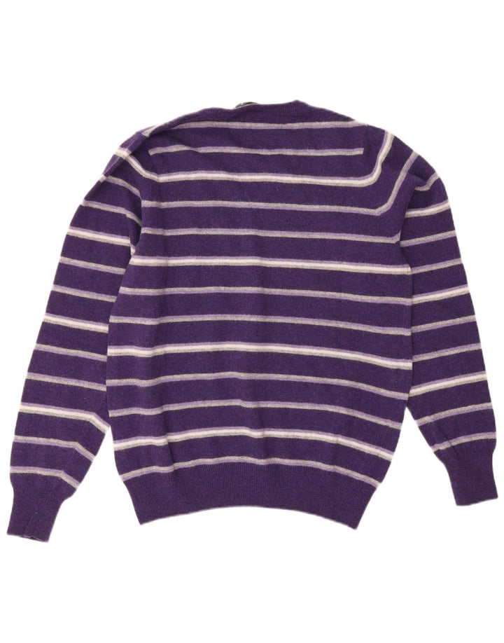 Brooksfield Herre V-hals sweater IT 48 Mellem lilla stribet uld