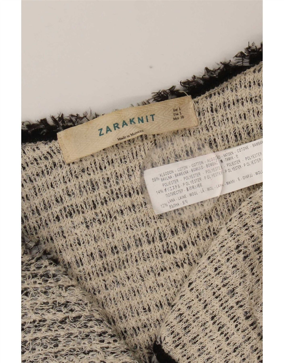 Zara Dame Cardigan Sweater UK 14 Stor Grå Bomuld
