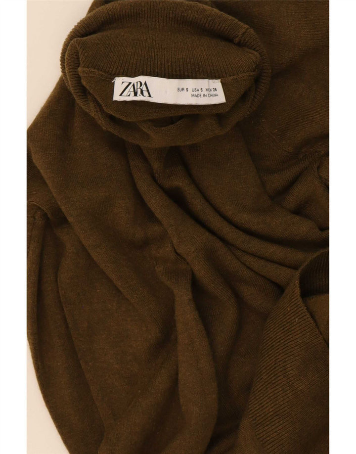 Zara Dame Rullehals Sweater UK 10 Small Khaki