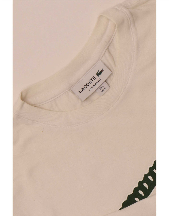 Lacoste Herre Regular Fit Grafisk T-Shirt Top Størrelse 3 Lille Hvid