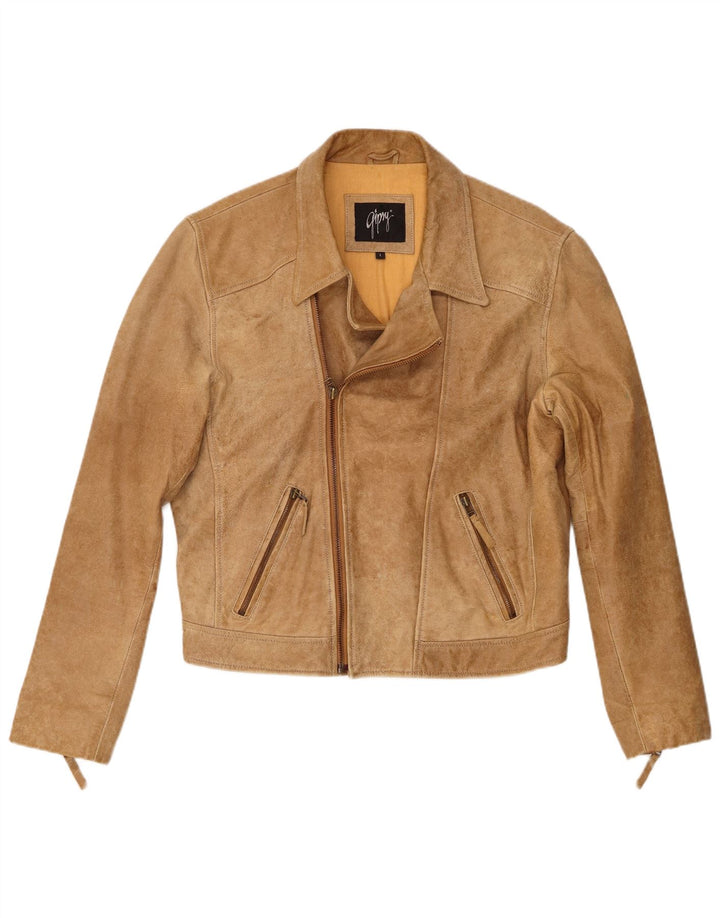 Gipsy Womens Læder Biker Jacket UK 16 Large Beige Læder