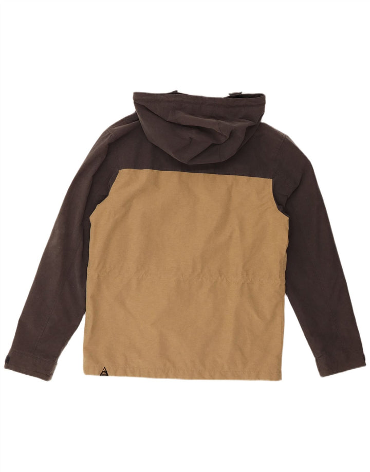QUIKSILVER Herre Hooded Utility Jacket UK 36 Small Beige Colourblock Bomuld