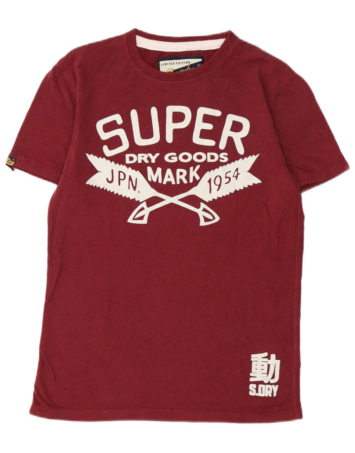 SUPERDRY Herre Classic Fit Grafisk T-shirt Top Lille Bourgogne bomuld
