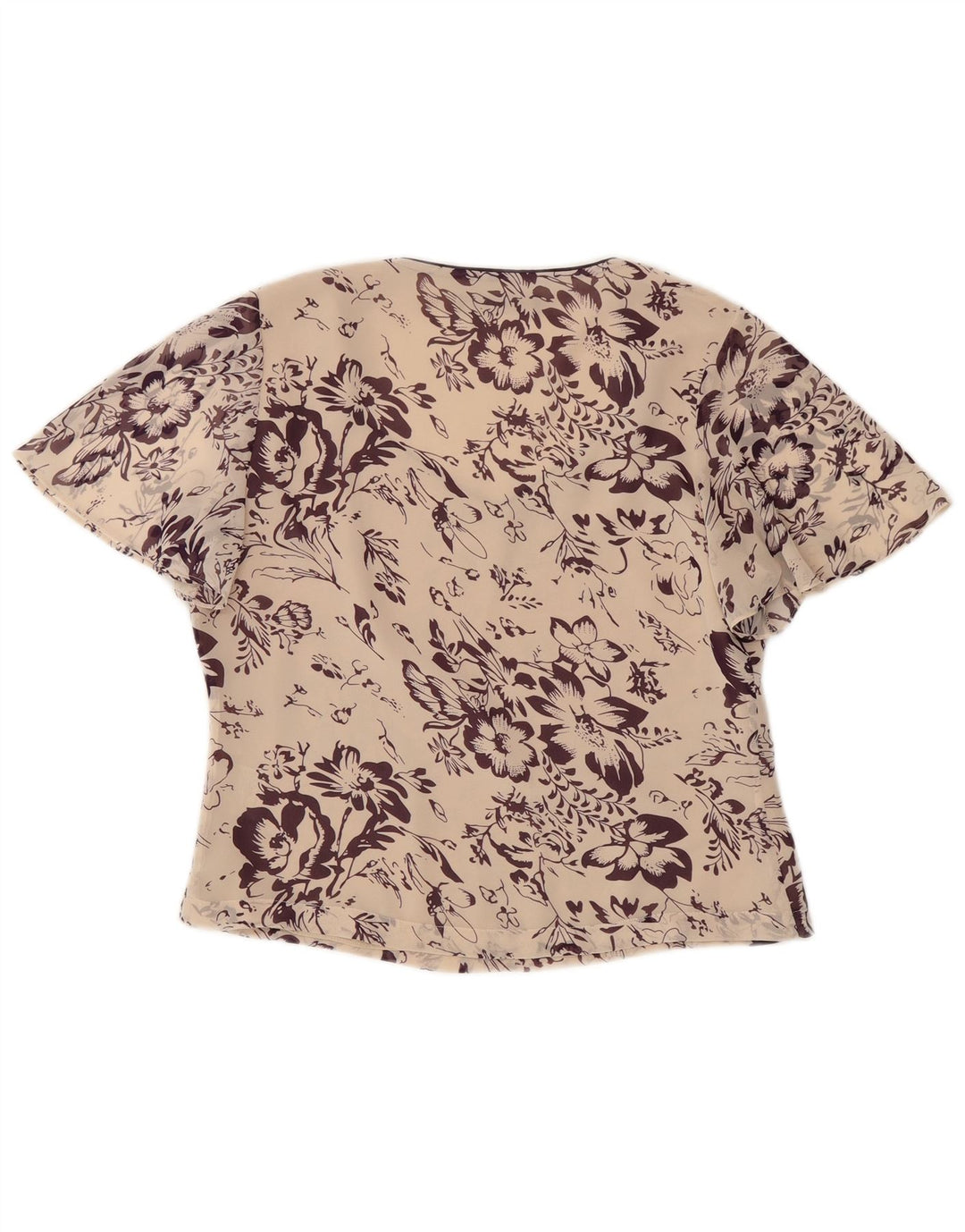 Jacques Vert Womens Crop Bluse Top UK 10 Small Off White Floral Polyester