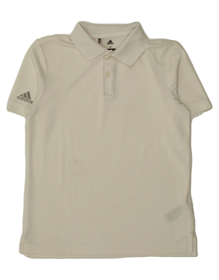 ADIDAS Boys Polo Shirt 11-12 Years Medium White Polyester Vintage Adidas and Second-Hand Adidas from Messina Hembry 