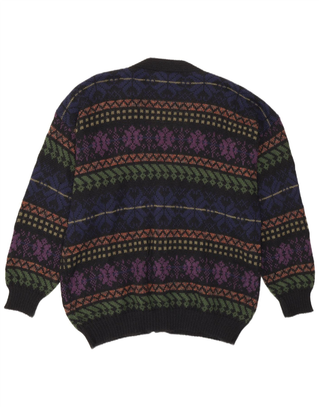 Vintage herre cardigan sweater Medium Flerfarvet Fair Isle Alpaca Uld