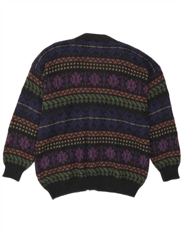 Vintage herre cardigan sweater Medium Flerfarvet Fair Isle Alpaca Uld