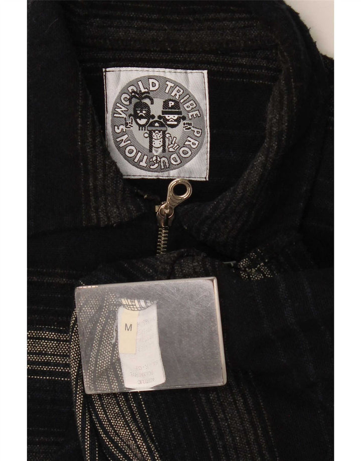 Vintage herre overshirt skjorte medium marineblå stribet akryl