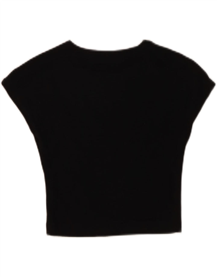Zara Womens Crop T-Shirt Top UK 12 Medium Sort Bomuld