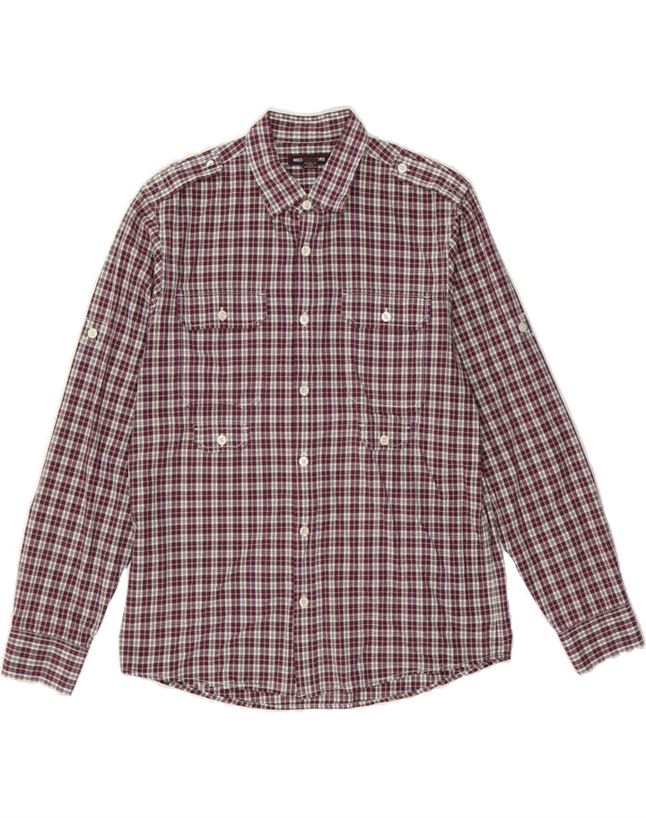 MICHAEL KORS Mens Military Shirt Large Maroon Check Cotton Vintage Michael Kors and Second-Hand Michael Kors from Messina Hembry 