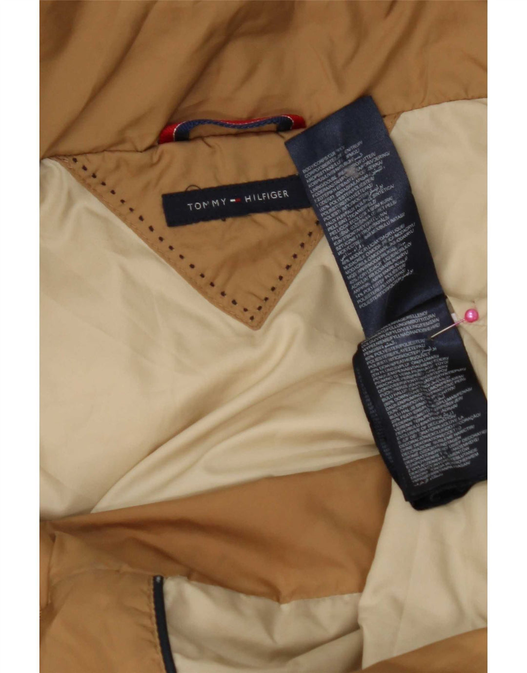 Tommy Hilfiger Dame Hætte Polstret Frakke UK 10 Lille brun polyester