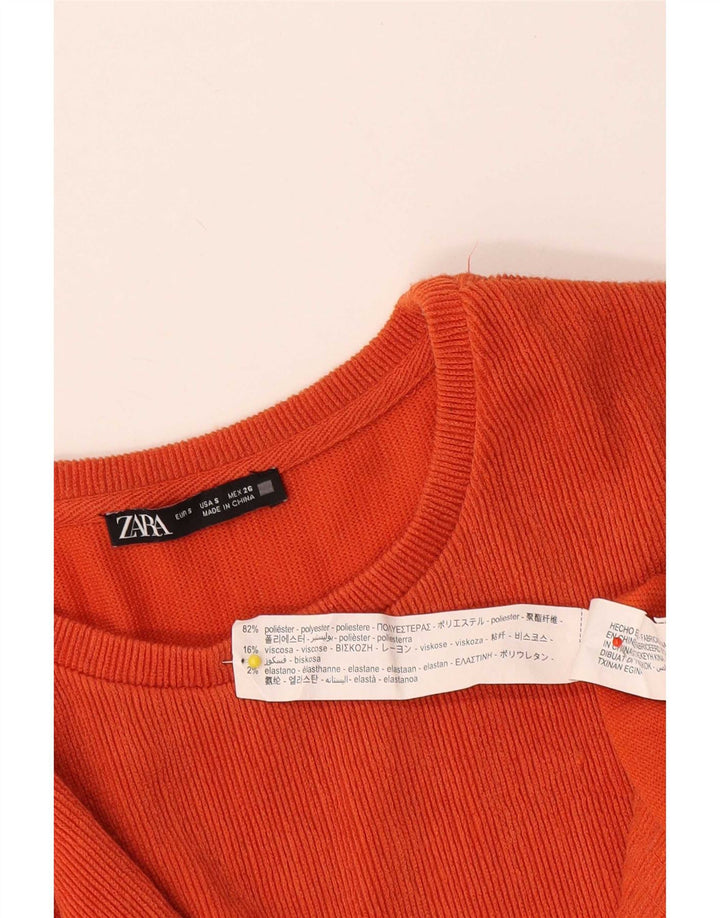 Zara Dame Oversized Bluse Top UK 10 Small Orange Polyester