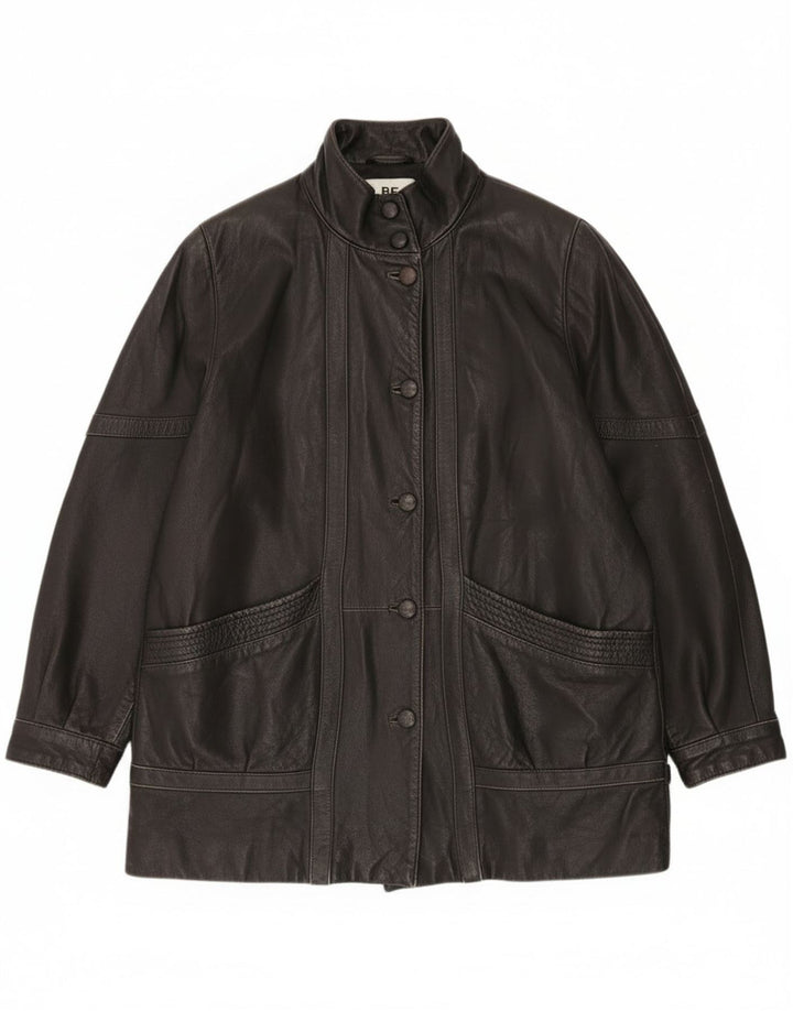 Vintage oversize læderjakke til kvinder EU 46 XL sort læder