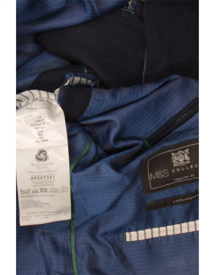 MARKS & SPENCER Herre 2-knaps blazerjakke med normal pasform UK 42 XL Marineblå