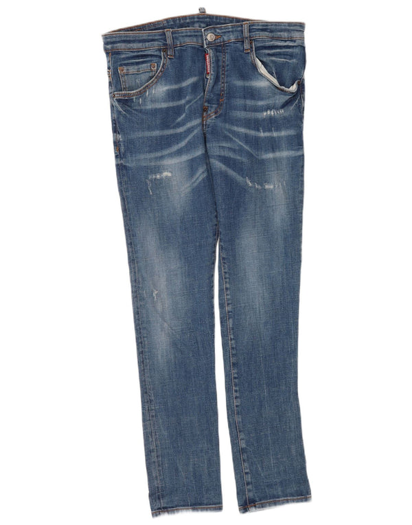 Dsquared2 Dame Distressed Slim Jeans IT 46 Large W32 L30 Blå Bomuld