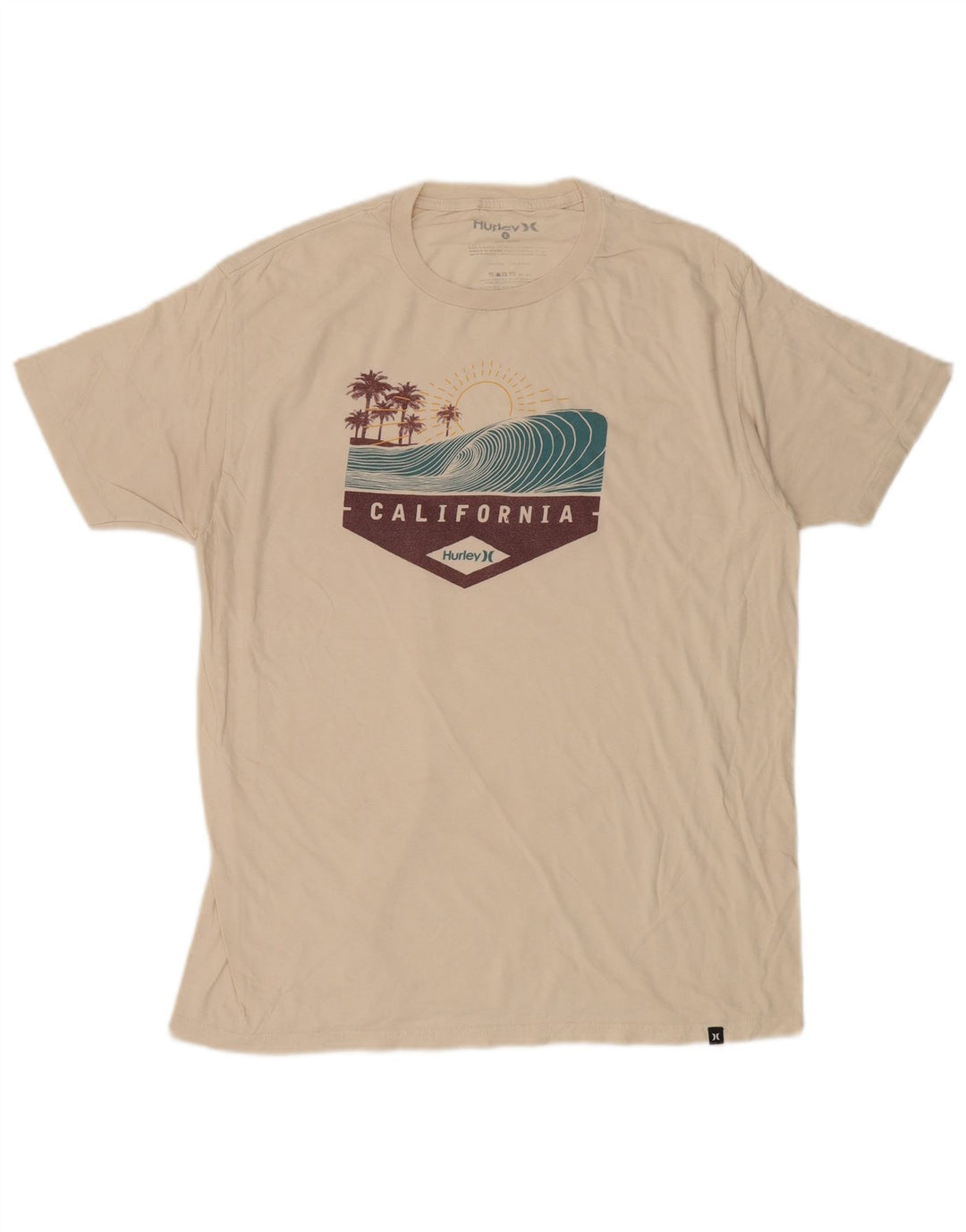 Hurley Herre Grafisk T-Shirt Top Stor Off White Bomuld