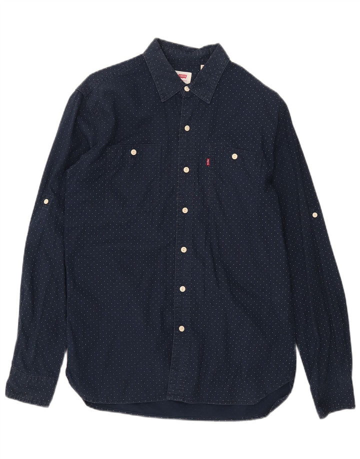 Levi's herreskjorte medium marineblå plettet bomuld
