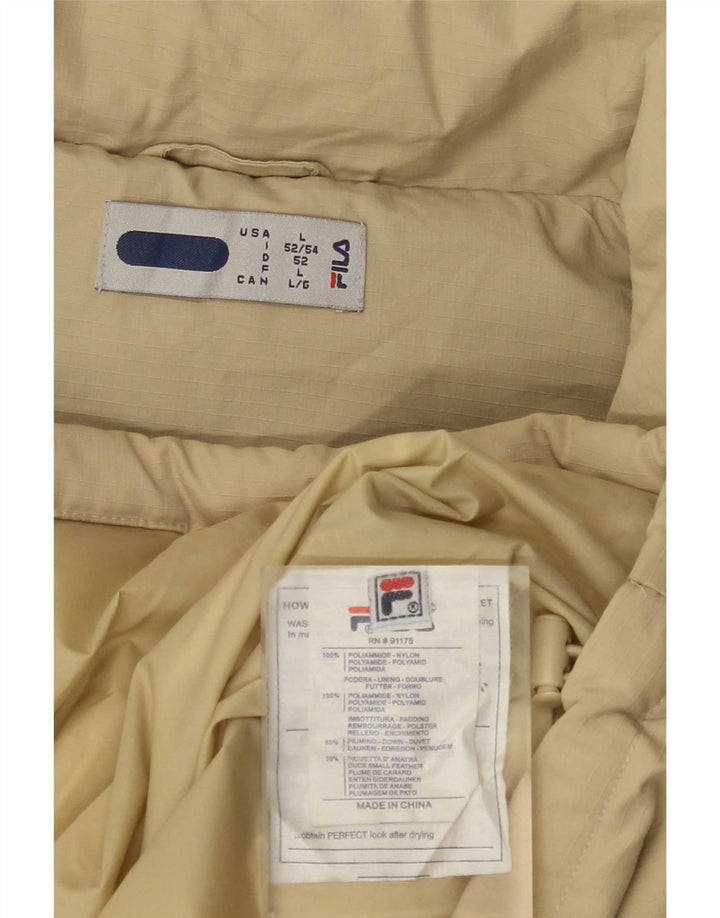 Fila Herre Polstret Frakke UK 40 Stor Beige Polyamid