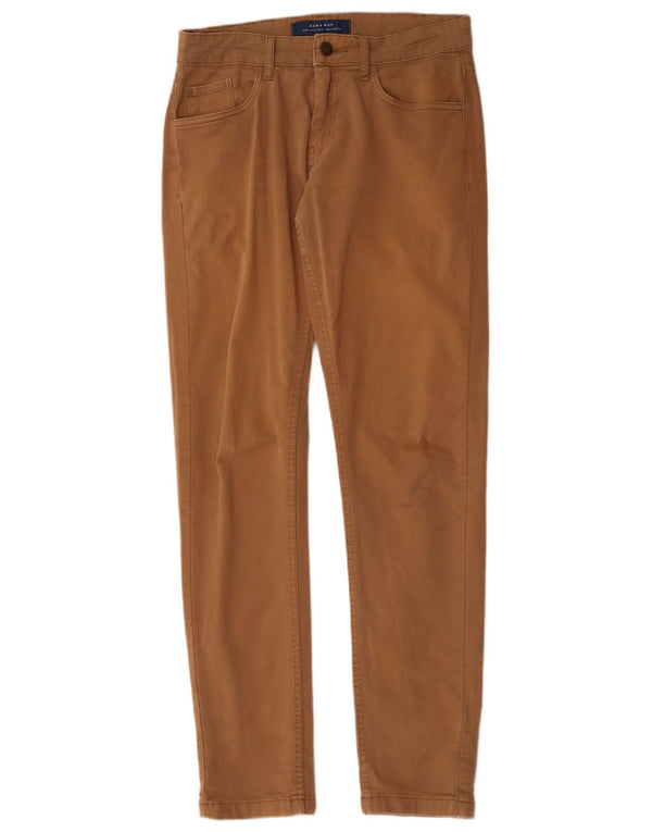Zara Mens Slim Casual Trousers EU 38 Small W30 L31 Brown