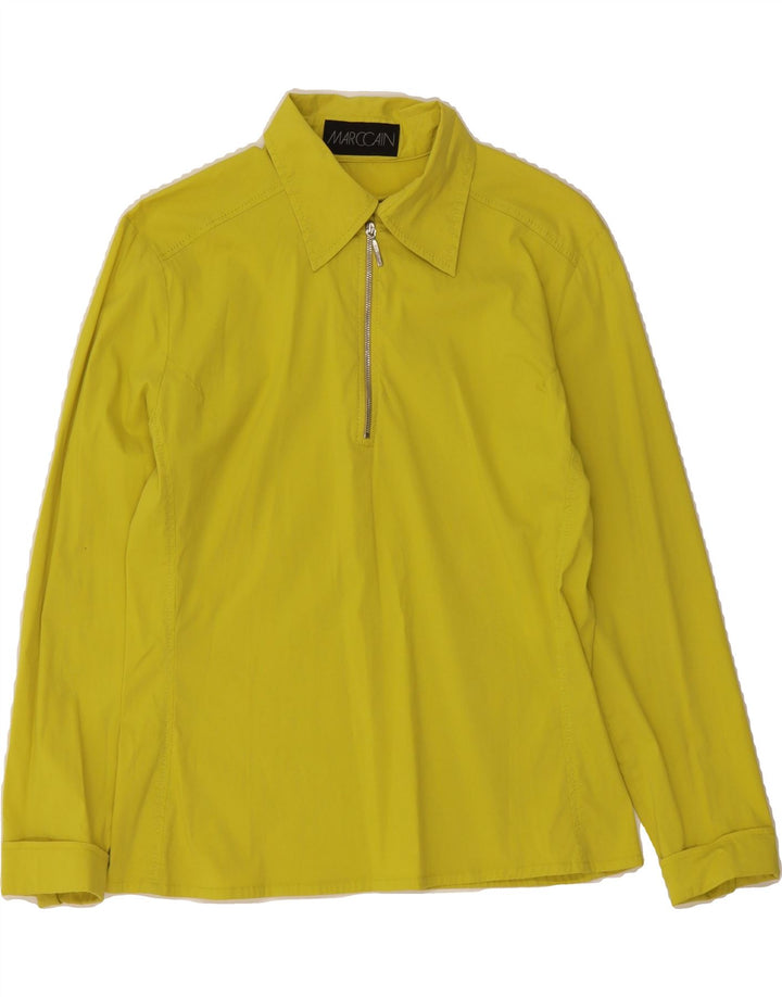 MARCCAIN Womens Pullover Shirt Size 3 Medium Yellow Cotton Vintage Marccain and Second-Hand Marccain from Messina Hembry 