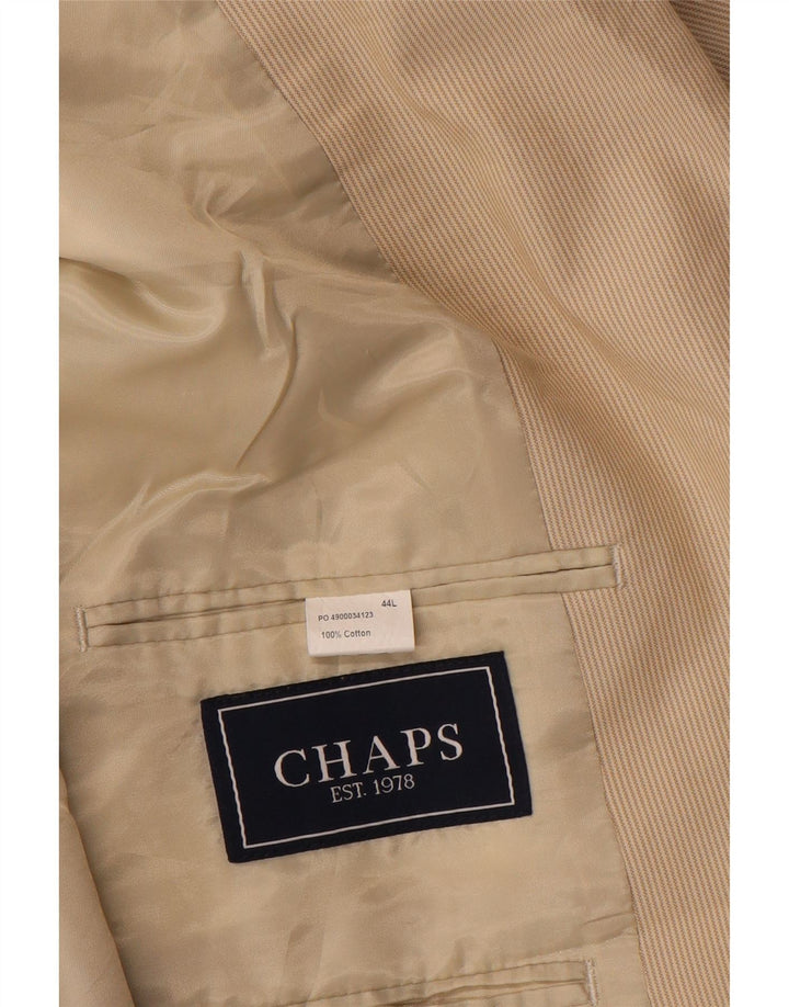 Chaps Herre 2 Button Blazer Jacket UK 44 2XL Beige Nålestribet Bomuld