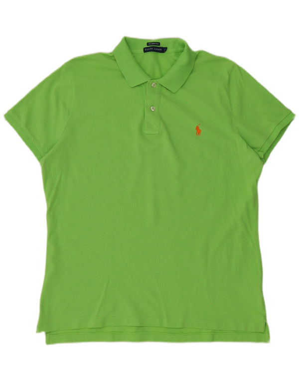 RALPH LAUREN Dame Skinny Polo Shirt UK 18 XL Grøn Bomuld