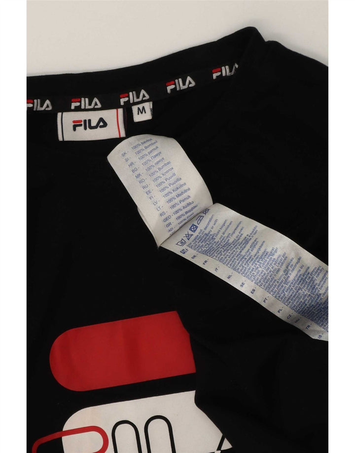 Fila Herre Grafisk T-Shirt Top Medium Sort Bomuld