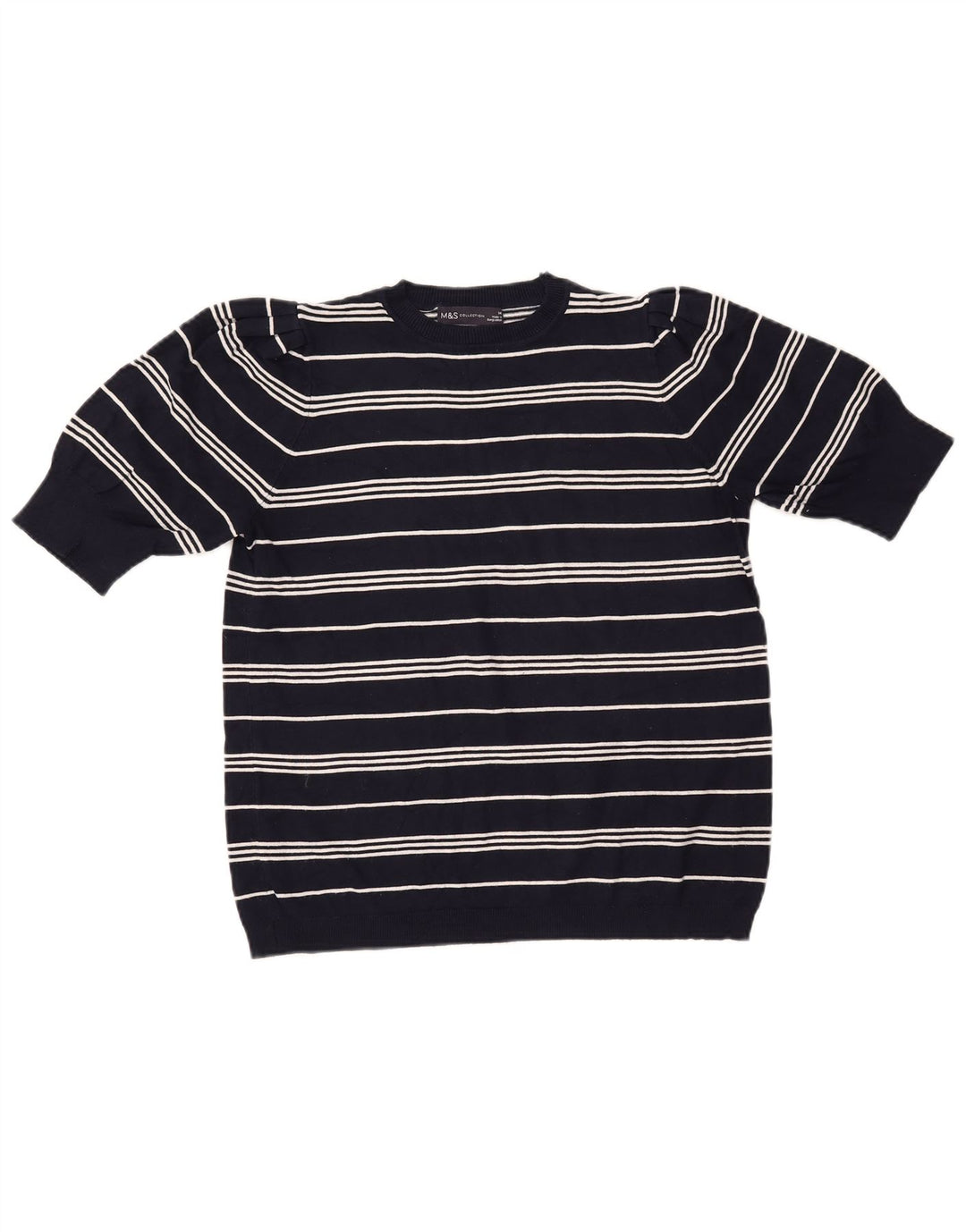 MARKS & SPENCER Dame Crop Sweater med rund hals, UK14 Medium Navy Blue