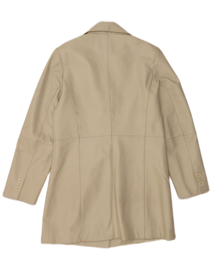 Vintage læderfrakke til kvinder UK 12 Medium Beige Læder