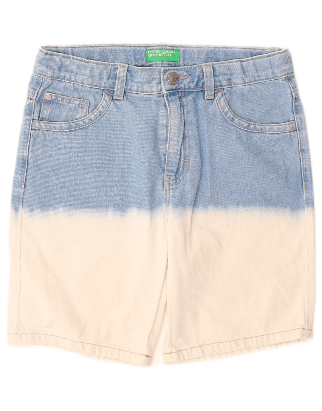 BENETTON Denimshorts til drenge 10-11 år W26 XL Blå Colourblock Bomuld