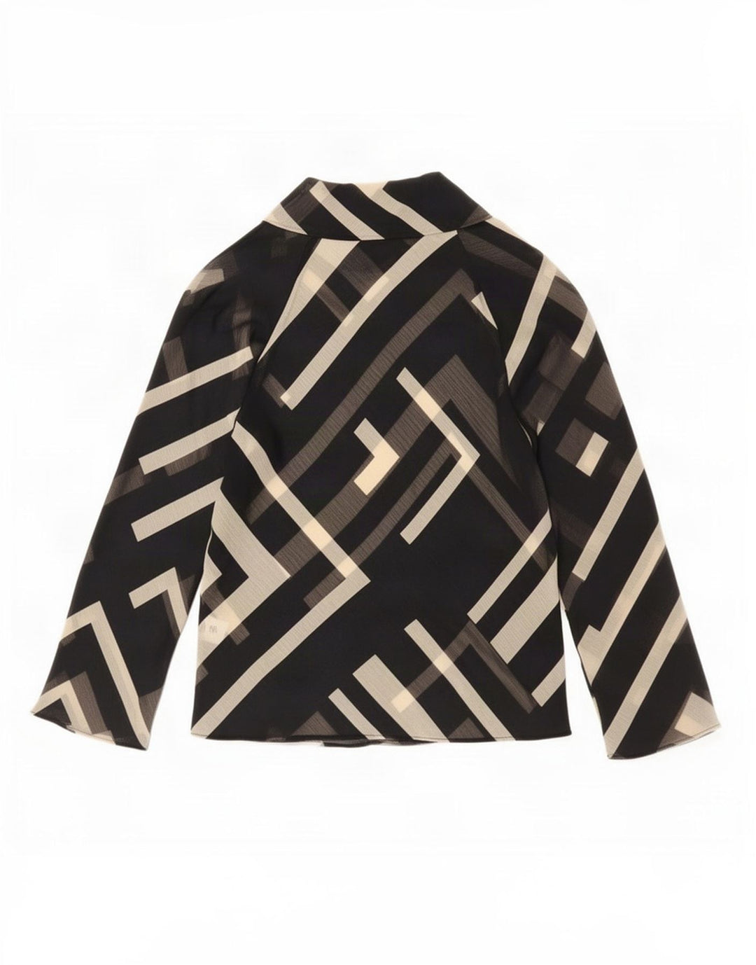 Zara Damebluse Top UK 10 Lille sort geometrisk polyester