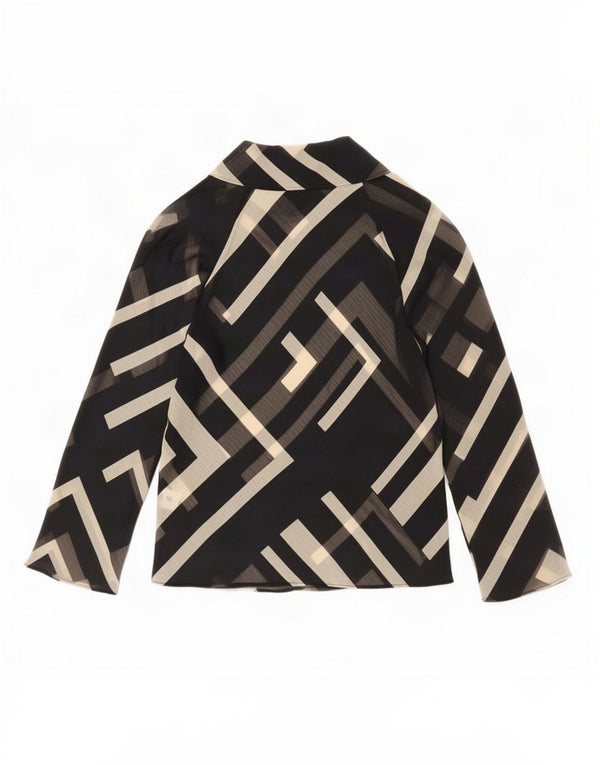 Zara Damebluse Top UK 10 Lille sort geometrisk polyester