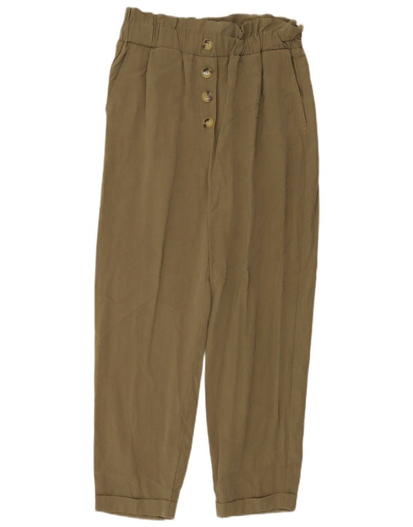 Zara Womens Pegged Casual Bukser Small W26 L25 Khaki Viscose