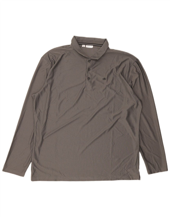 Calvin Klein Herre Golf Langærmet Regular Fit Polo Shirt 2XL Grå
