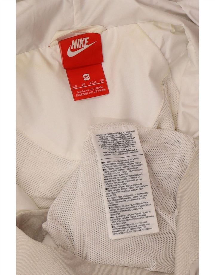 Nike dame træningsdragt med hætte topjakke UK 6 XS Hvid Colourblock Polyester