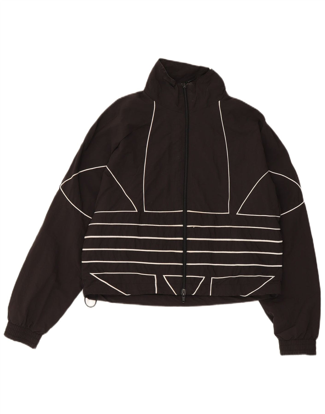 Adidas Dame Grafisk Træningsdragt Top Jacket UK 8 Lille Sort Polyamid