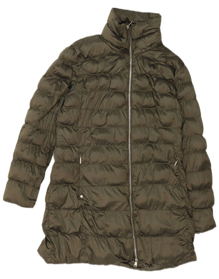 Massimo Dutti Dame Polstret Frakke UK 18 XL Khaki Polyester