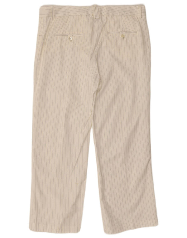 Zara Womens Straight Cropped Trousers EU 42 Large W32 L25 White Pinstripe