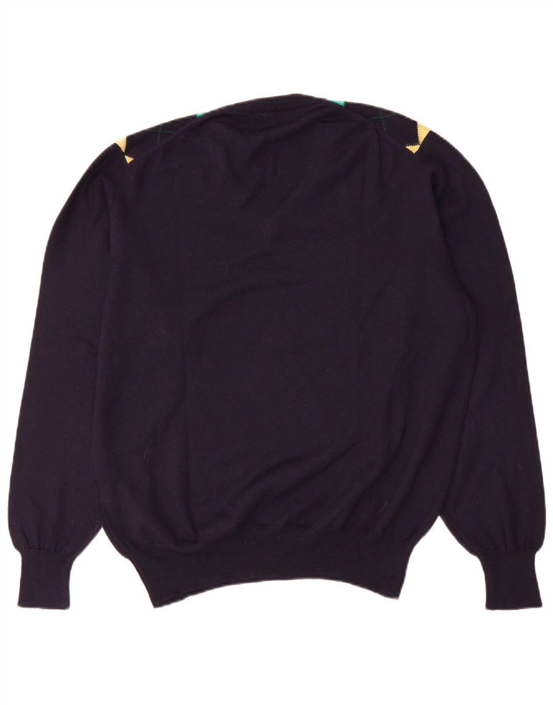 Marronetto Herre V-hals sweater Small Navy Blue Argyle/Diamond Wool