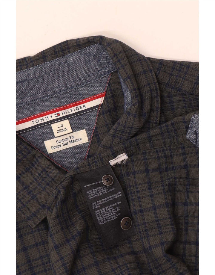 Tommy Hilfiger Herre Custom Fit skjorte Stor grå ternet bomuld