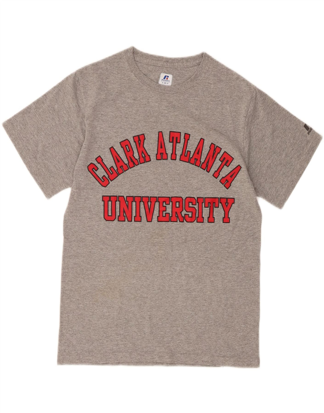 RUSSELL ATHLETIC Mens Atlanta Graphic T-Shirt Top Small Grey Polyester Vintage Russell Athletic and Second-Hand Russell Athletic from Messina Hembry 