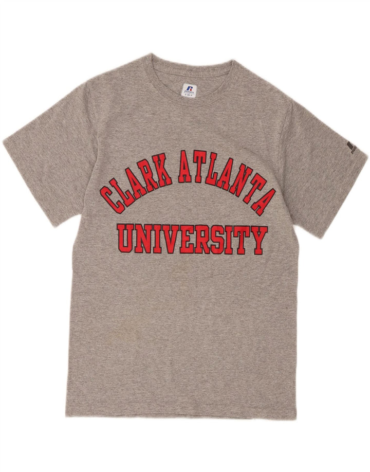 RUSSELL ATHLETIC Mens Atlanta Graphic T-Shirt Top Small Grey Polyester Vintage Russell Athletic and Second-Hand Russell Athletic from Messina Hembry 