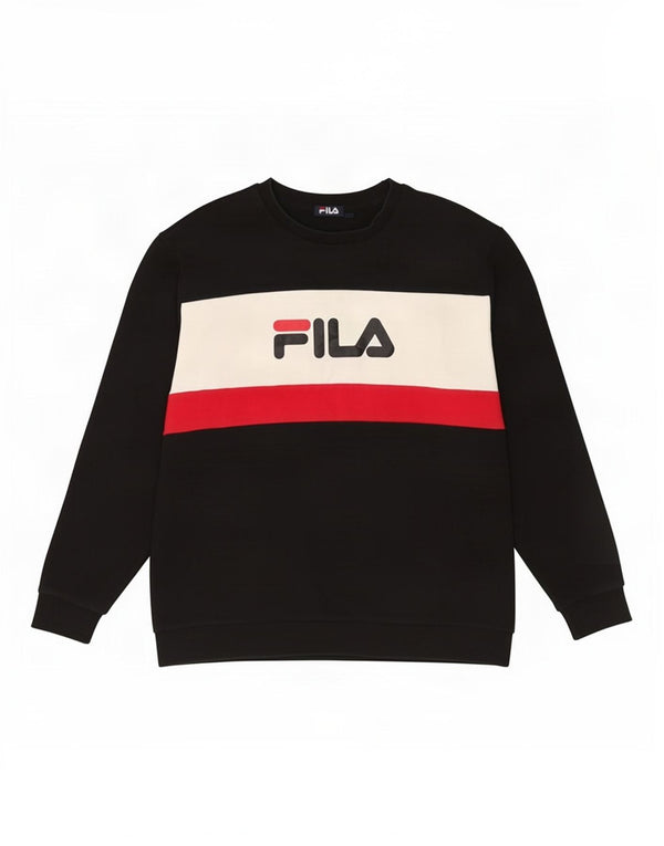 Fila Herre grafisk sweatshirt Jumper Stor sort Colourblock Bomuld