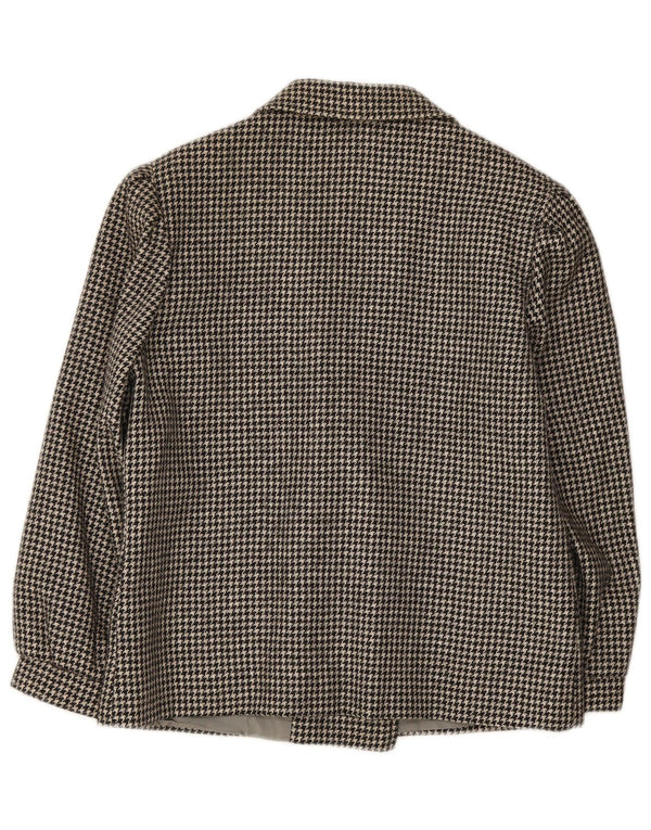 Vintage dobbeltradet blazerjakke til kvinder IT 46 Large Black Houndstooth