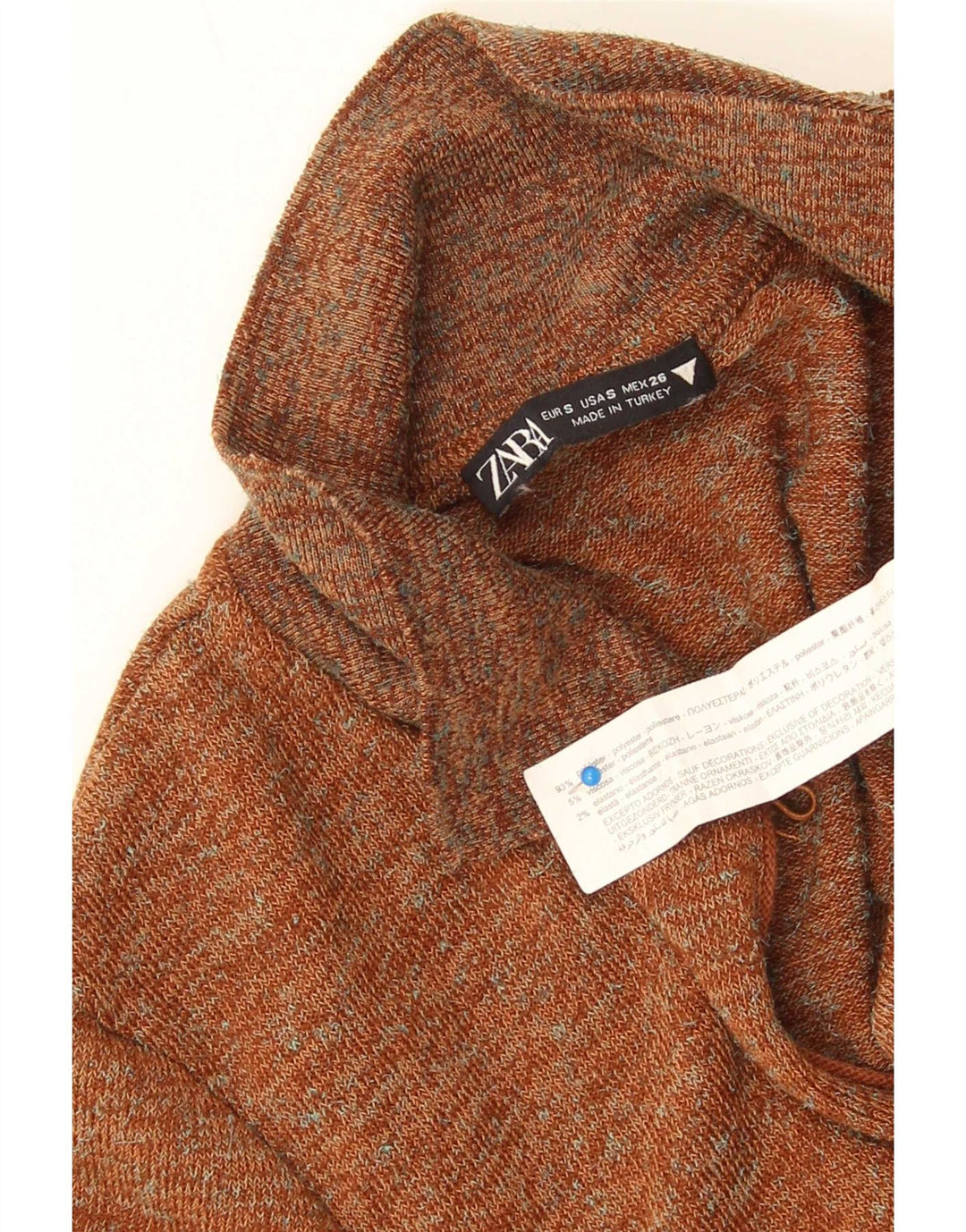 Zara langærmet bodysuit til kvinder UK 8 Small Brown Flecked Polyester