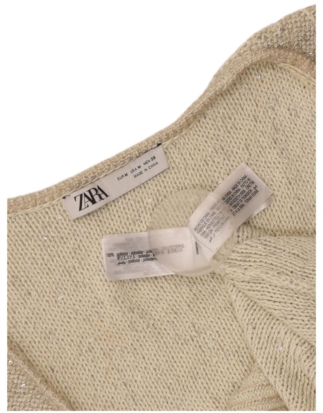 Zara Damestrik Vest Top UK 12 Medium Grå Polyester