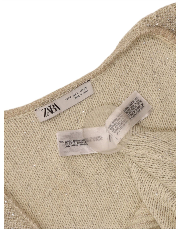 Zara Damestrik Vest Top UK 12 Medium Grå Polyester